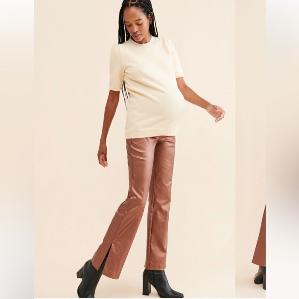 Pietro Brunelli Maternity Brad Pants in Metallic‎ Rust Flare Size XS NWT